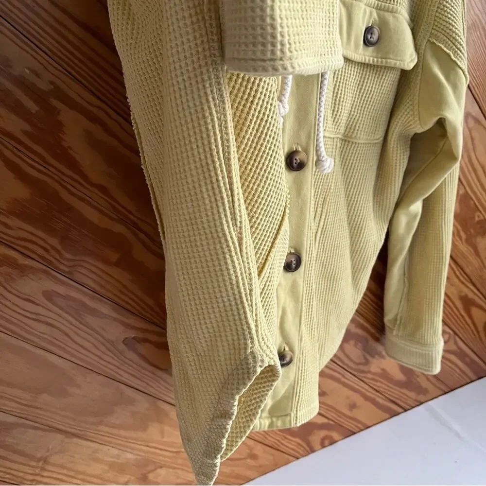 Aerie Waffle Button Hoodie Shacket Sweater - Picture 4 of 8
